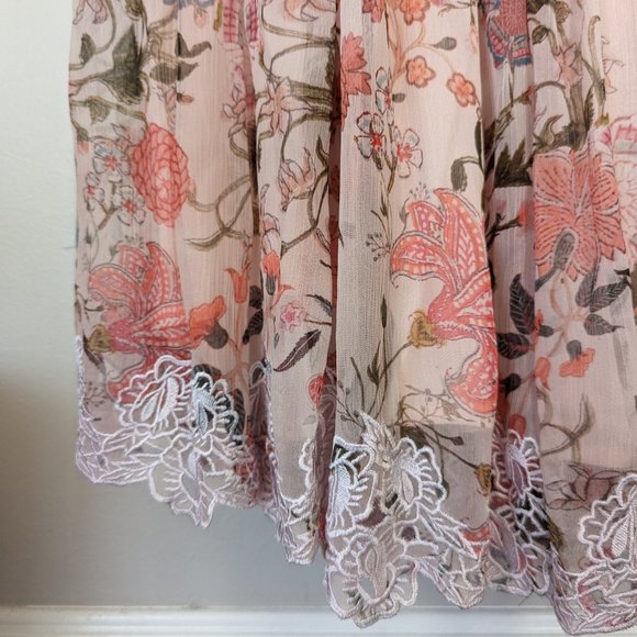 Hemant & Nandita Tiered Ruffle Floral Midi Dress - Peach Floral - Picture 3 of 11